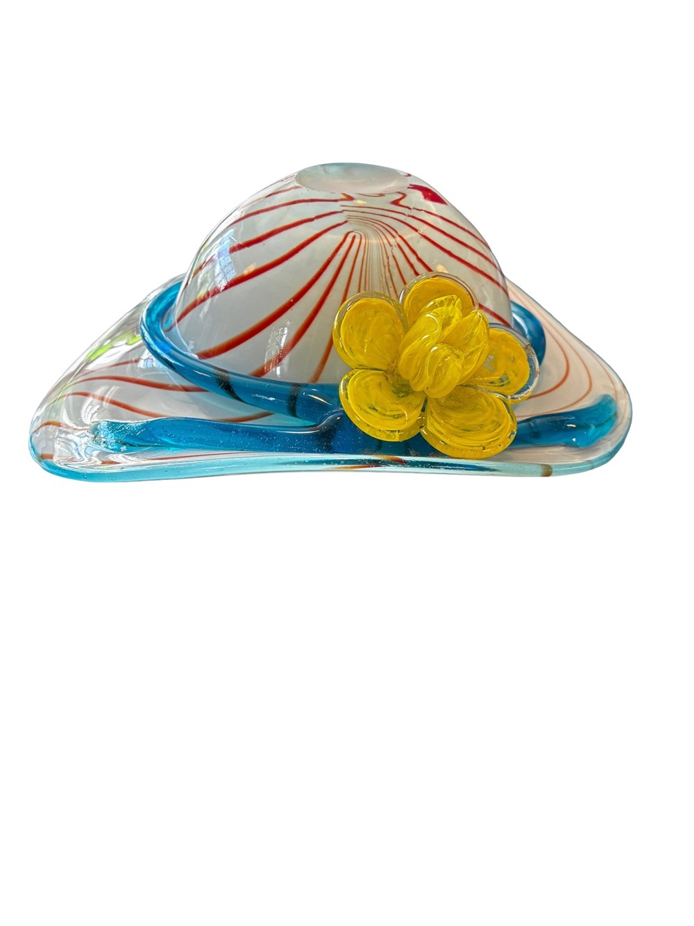 Murano Style Hand Blown Art Glass Hat Bowl / Candy Dish 🌈🌼